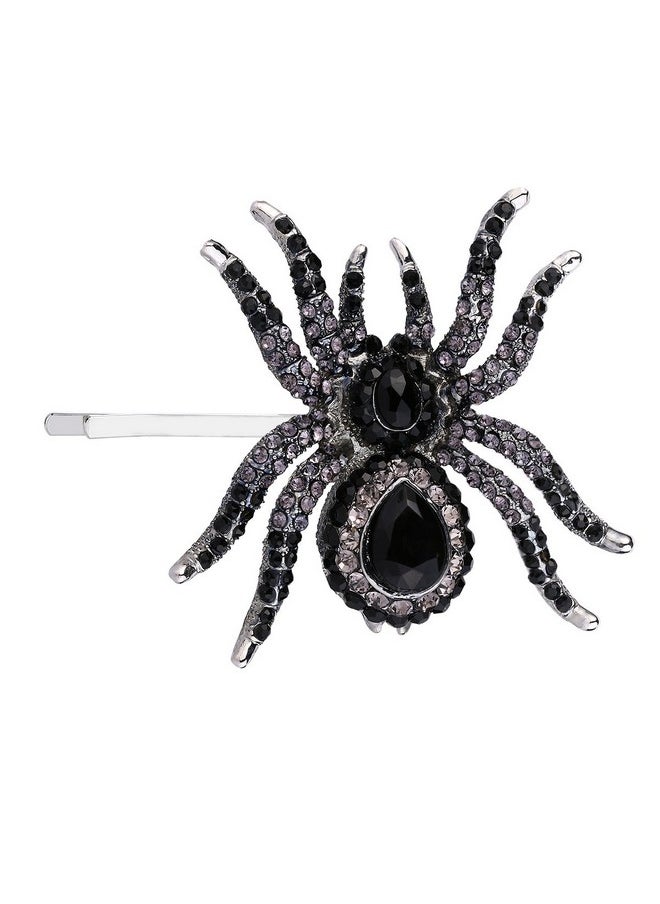 EVER FAITH - Women'S Austrian Crystal Gorgeous Spider Hair Clip Black Silvertone - Image 1