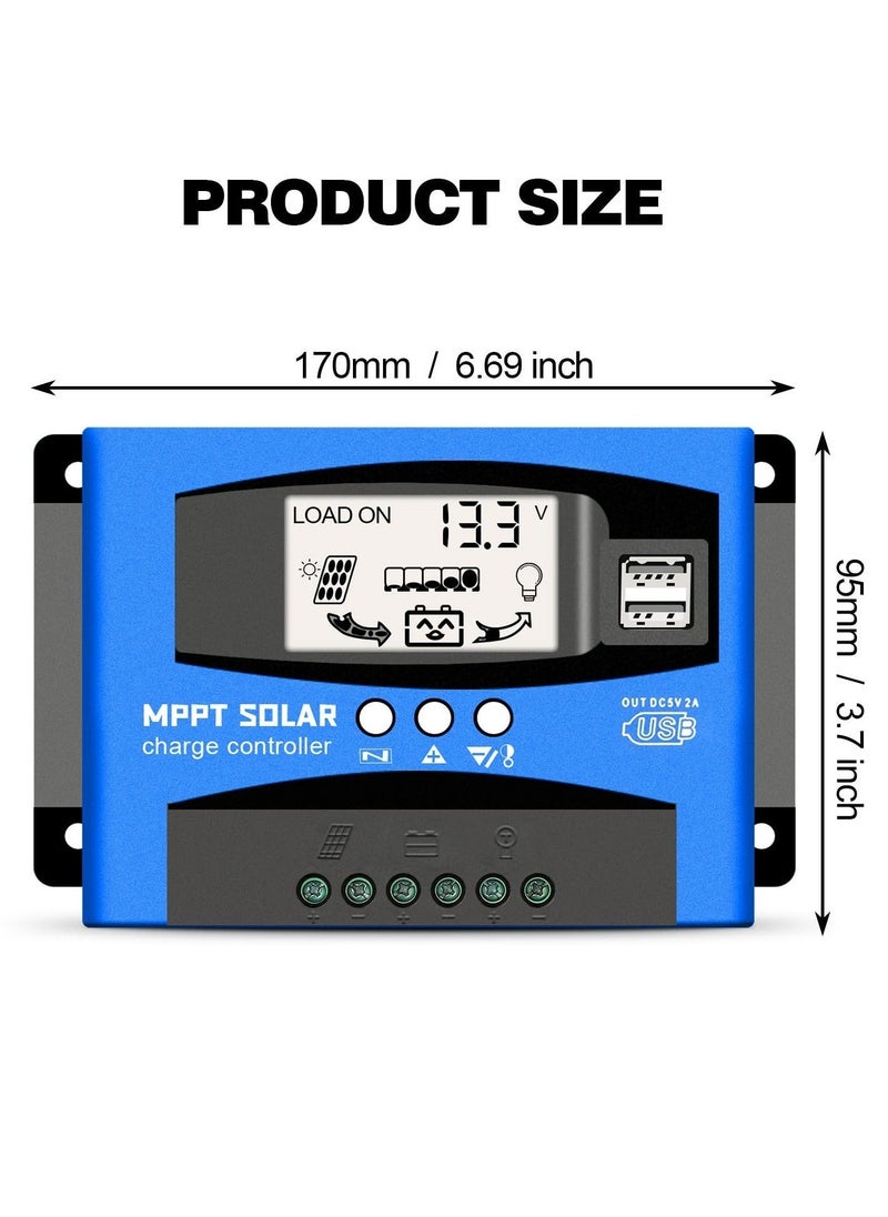 Excefore - 60A MPPT Solar Charge Controller, Solar Regulator Charge Controller, with LCD Display Dual USB Multiple Load Control Modes, 12v/24v Current Auto Focus, MPPT Tracking Charge - Image 1