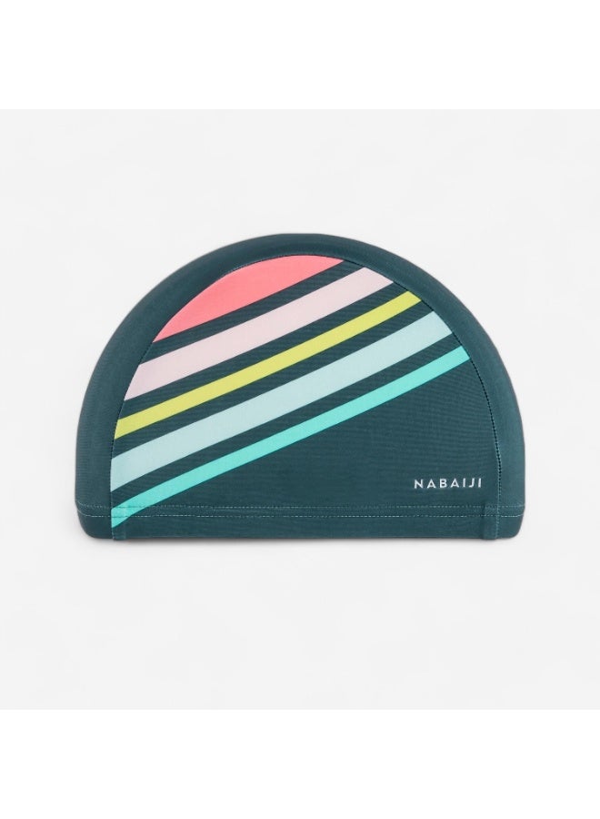 NABAIJI Mesh Swim Cap – Medium Size Printed Fabric Swim Cap for Adults and Teens (Khaki Race Pink) - Image 1