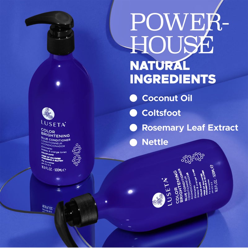 L LUSETA Luseta Blue Shampoo & Conditioner Set - Color Brightening for Brassy and Brunette Treated Hair, Revive Cool Tones, 2x 16.9oz - Image 5