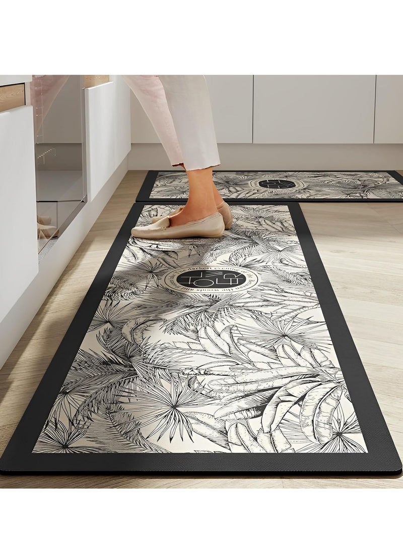 Arabest Kitchen Rug Set, Anti Fatigue Kitchen Mats, Non-Slip Soft Absorbent Kitchen Mats Set for Floor, Comfort Runner Rug Carpets for Kitchen, Bathroom, 40x60 cm+40x120 cm (S6)  - Image 1