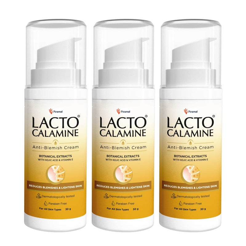 Lacto Calamine كريم لكتو كالمين المضاد للبقع 30 جرام × 3 حمض كوجيك مستخلصات نباتية فيتامين E يقلل من البقع يفتح البشرة يخفف من آثار حب الشباب البقع بدون بارابين مختبر جلدياً - Image 1