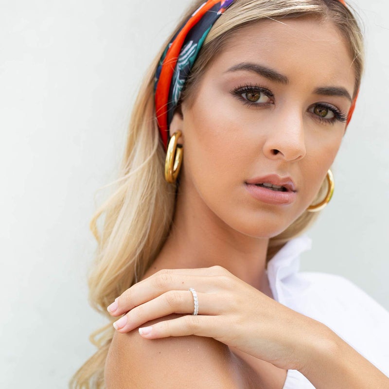 PAVOI 14K Yellow Gold Plated Cubic Zirconia Rings | 3.0mm Eternity Bands | Yellow Gold Rings for Women Size 6 - Image 2