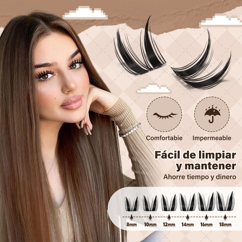 JMS&JMS Cat Eye Lash Extension JMS&JMS Lash Clusters 117Pcs C Curl Cat Wispy Natural Lashes Clusters for DIY at Home (Cat-8-18Mix) - Image 3