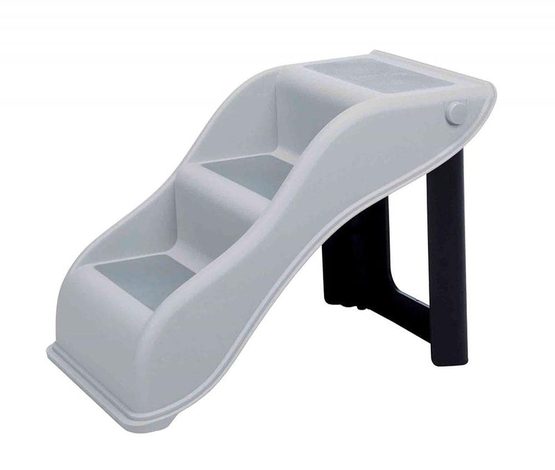 Trixie Steps Ramp for Small Dogs and Cats, Lightweight & Collapsible Pet Ladder, Non-Slip Portable Stairs, Holds Up to 40 Kg, Light Grey (54 x 34 x 39 cm) - Image 1