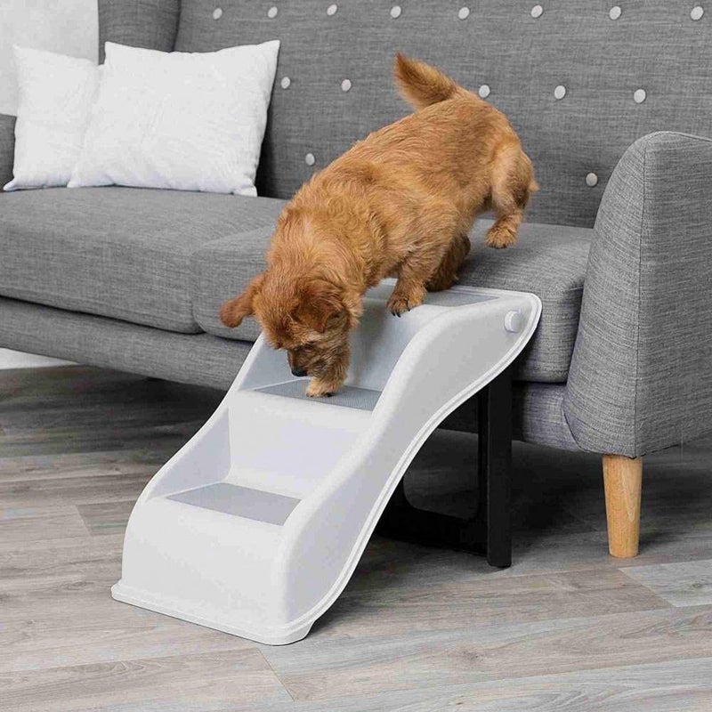 Trixie Steps Ramp for Small Dogs and Cats, Lightweight & Collapsible Pet Ladder, Non-Slip Portable Stairs, Holds Up to 40 Kg, Light Grey (54 x 34 x 39 cm) - Image 2
