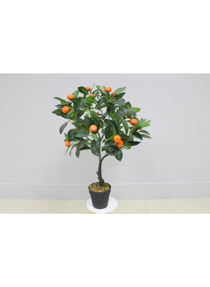 MARCOLO Artificial Mandarin Orange Tree in Black Pot, Faux Potted Plant with Realistic Fruit, Indoor Home Decor 70cm - Image 2