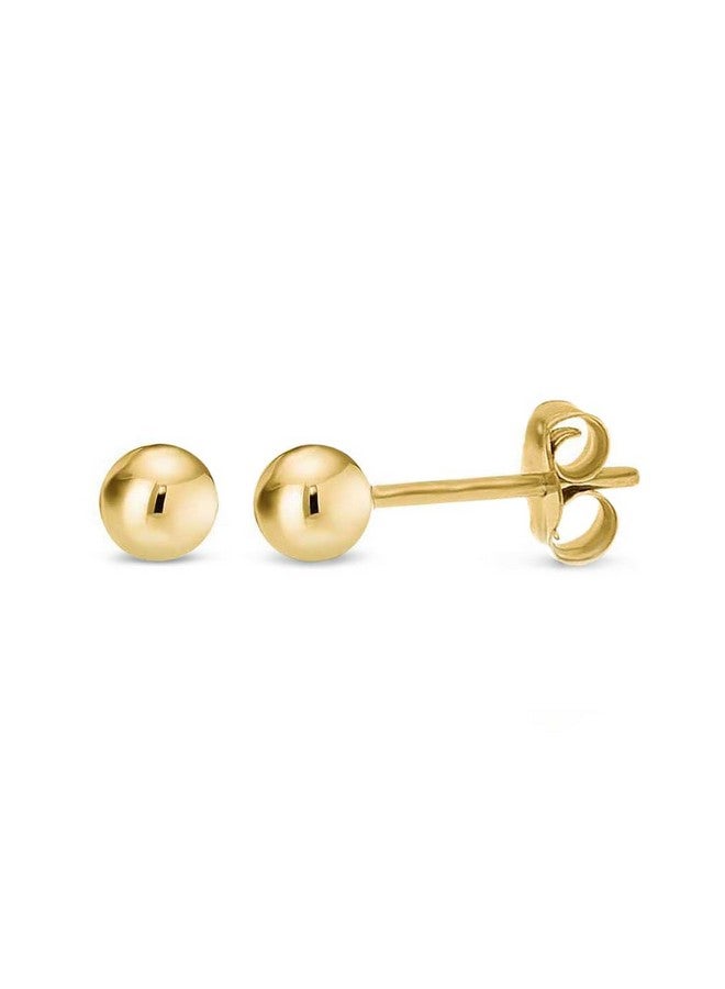Kezef 14K Gold Filled Stud Earrings For Women - Real Filled Gold Earrings, Solid Gold Filled Ball Studs, Hypoallergenic Round Ear Rings - 4Mm - Image 1