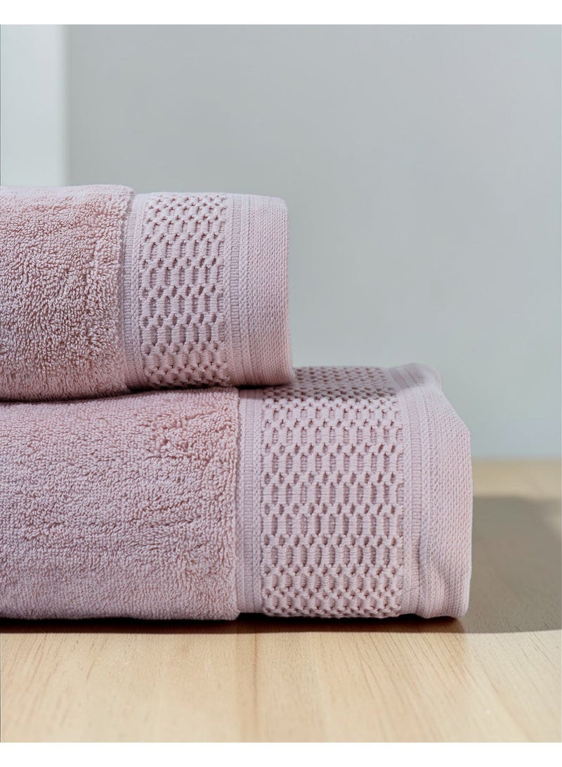 Baltic Linen Cascade Towel Set Pack of 2 | Bath Towel 70x140cm & Hand Towel 50x90cm | 100% Cotton 750 GSM | Pink - Image 4