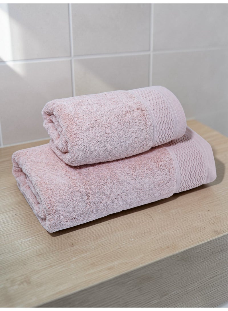 Baltic Linen Cascade Towel Set Pack of 2 | Bath Towel 70x140cm & Hand Towel 50x90cm | 100% Cotton 750 GSM | Pink - Image 5