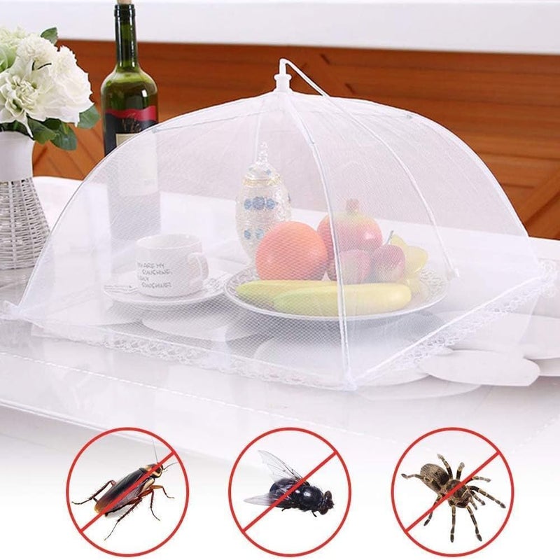RAMPKD® Food Cover Tents, 17 inch Pop-Up Mesh Food Covers Tent Umbrella, Reusable and Collapsible Screen Net Protectors for Outdoors Parties Picnics BBQs Keep Out Flies Bugs (Pack of-3) - Image 3