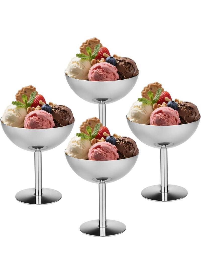 GuRiver Multifunctional Stainless Steel Dessert Bowl – Elegant Ice Cream & Fruit Cup for Afternoon Tea, Pudding, Snacks & More | Rust-Resistant, Easy to Clean, Perfect for All Seasons & Occasions (4PCS) - Image 1