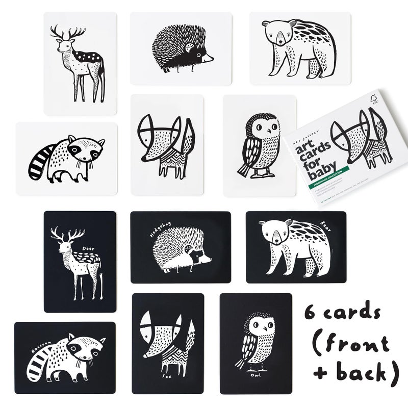 Wee Gallery Art Cards for Baby, Durable High Contrast Black and White Animal Flashcards for Newborns, Brain Development, Sensory Toys, Tummy Time Essentials for Infant and Toddler - Woodland Animals - Image 4