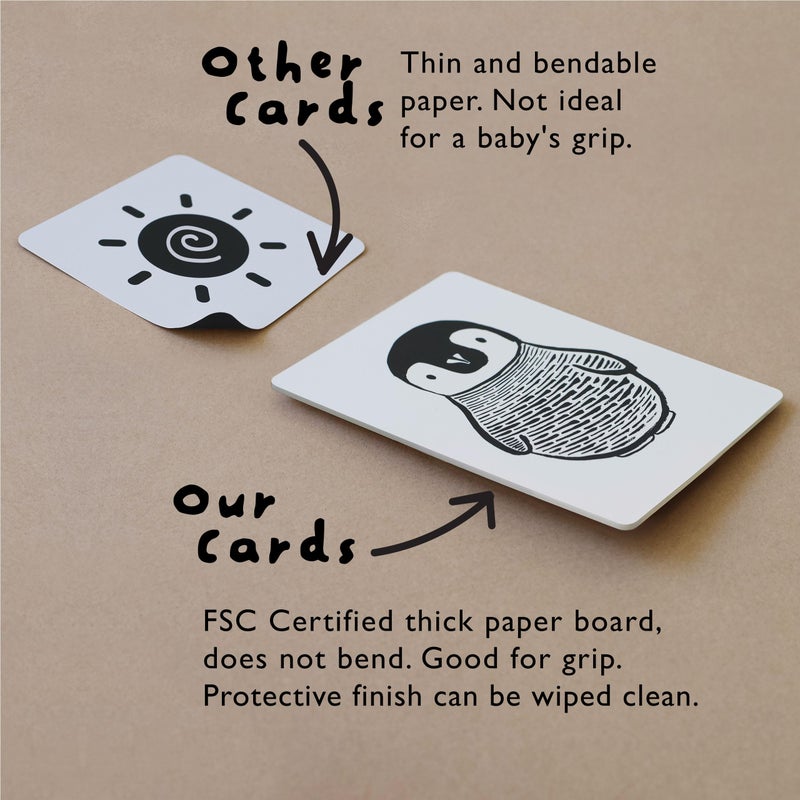 Wee Gallery Art Cards for Baby, Durable High Contrast Black and White Animal Flashcards for Newborns, Brain Development, Sensory Toys, Tummy Time Essentials for Infant and Toddler - Woodland Animals - Image 2