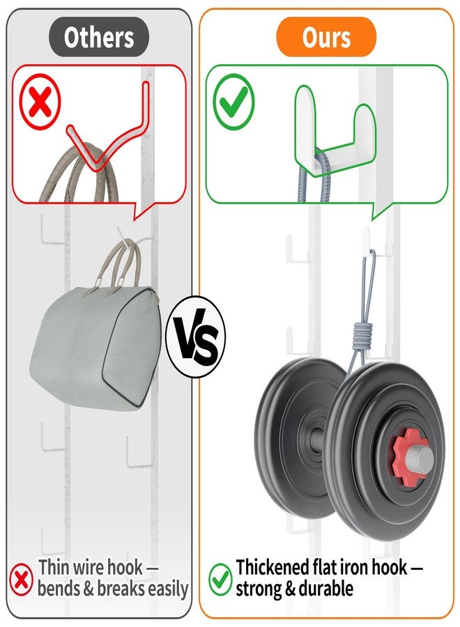 Kaiferty Over the Door Purse Organizer for Closet, Over the Door Hooks Wall Mounted Handbag Rack with 18 Hooks & Metal Basket, Holds up to 18 Bags, Use as 1 or 2 Pieces, for Door, Closet White - Image 3
