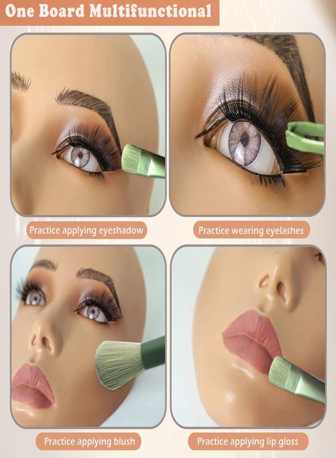 Penugo Silicone Makeup Practice Face Board Kit, Mannequin Face for Makeup Practice with Brushes Set & Eye Shadow & Rhinestones Sticker-Black - Image 5