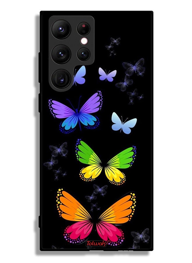 Tolwak Samsung Galaxy S22 Ultra 5G Protective Case Cover Colorful Butterflies - Image 3