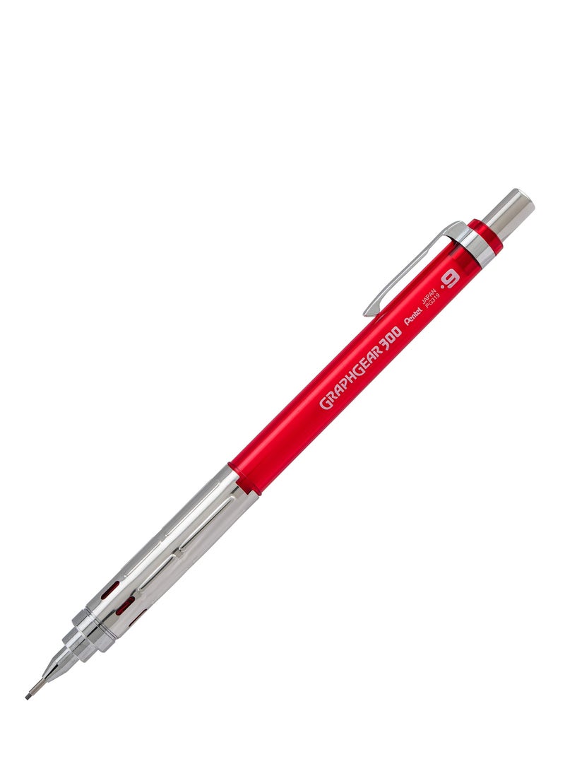 Pentel 1-Piece Graph Gear 300 Mechanical Pencil 0.9mm Tip Red Barrel - Image 1