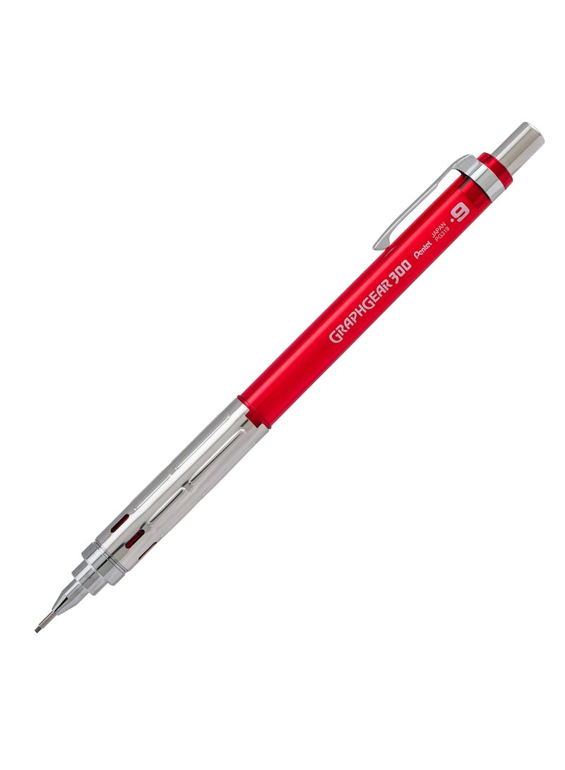 Pentel 1-Piece Graph Gear 300 Mechanical Pencil 0.9mm Tip Red Barrel - Image 2