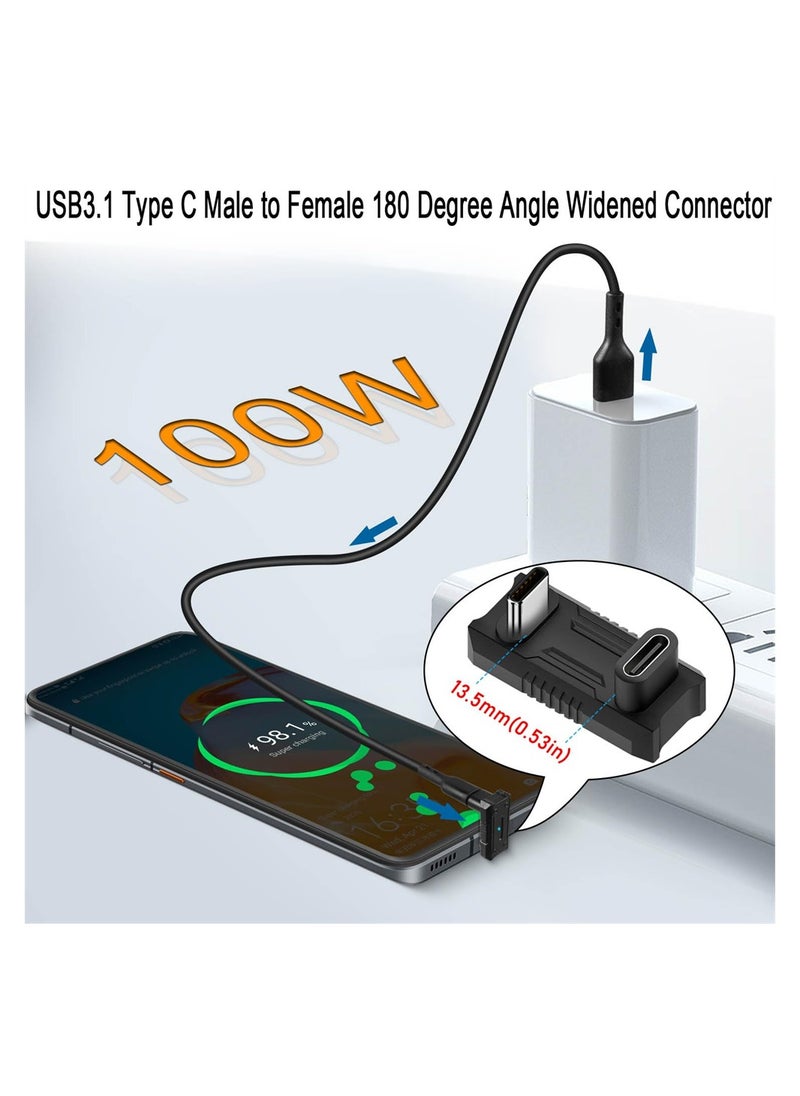 KASTWAVE - 180 Degree Angle USB C Adapter, U Shape USB C Male to USB C Female PD 100W Extender Connector for ROG Ally Steam Deck Phone Tablet, Support 4k@60HZ HD Audio/Video (2 Pack) - Image 1