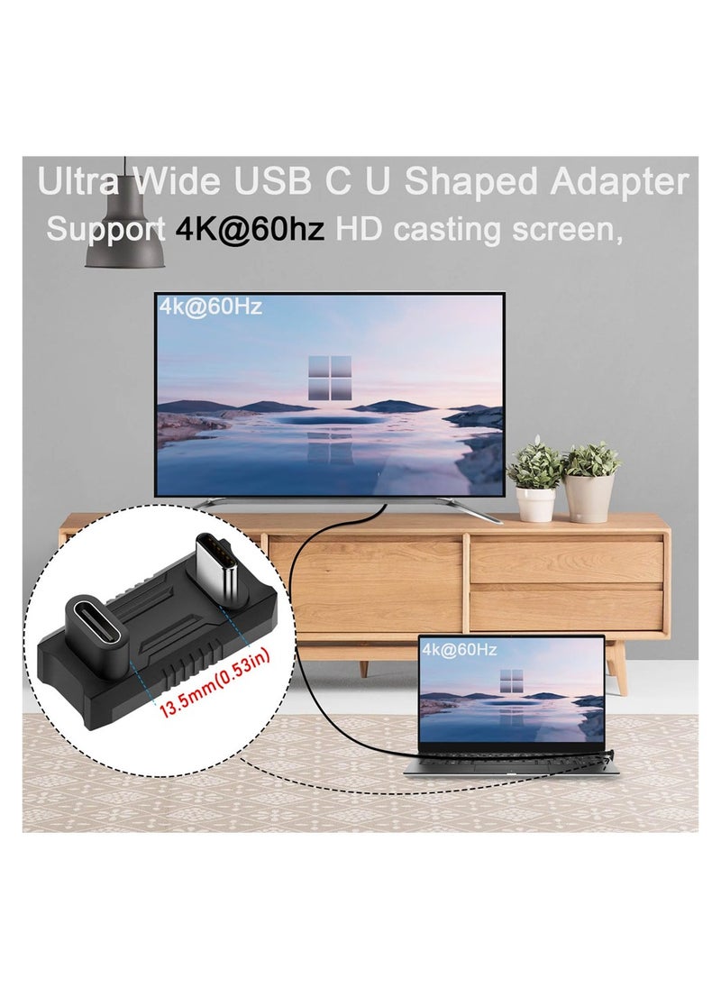 KASTWAVE - 180 Degree Angle USB C Adapter, U Shape USB C Male to USB C Female PD 100W Extender Connector for ROG Ally Steam Deck Phone Tablet, Support 4k@60HZ HD Audio/Video (2 Pack) - Image 1