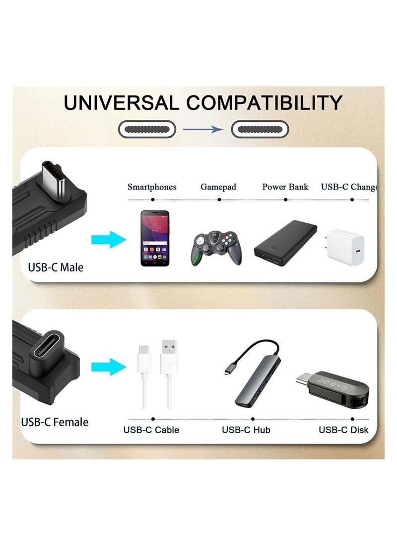 KASTWAVE - 180 Degree Angle USB C Adapter, U Shape USB C Male to USB C Female PD 100W Extender Connector for ROG Ally Steam Deck Phone Tablet, Support 4k@60HZ HD Audio/Video (2 Pack) - Image 1