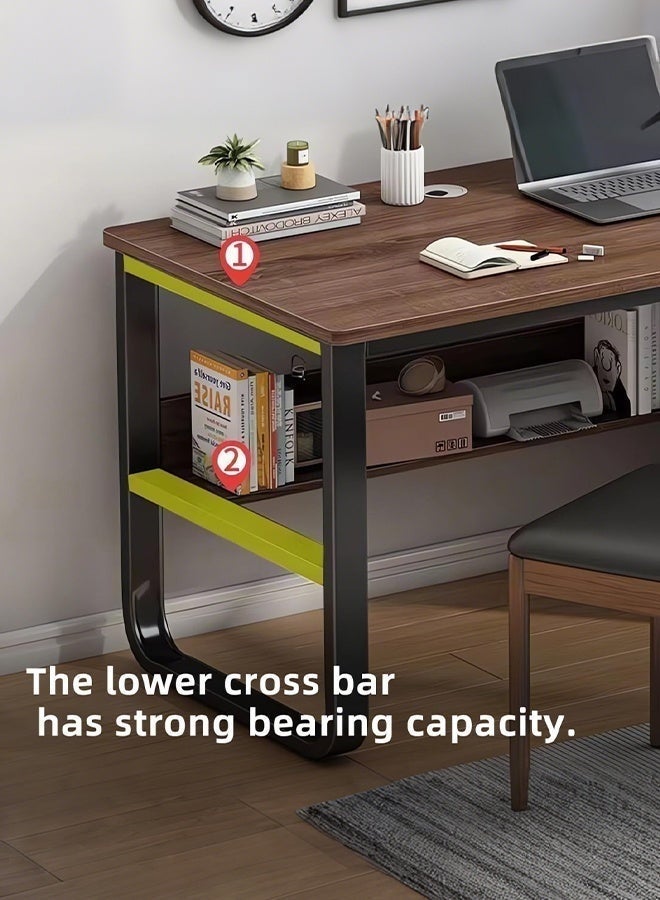 DESINO Computer Desk with 3 Drawers, 140x50cm Home Office Desks and Industrial PC Desk with Storage, Rustic Study Writing Table Workstation for Small, Pale walnut - Image 4