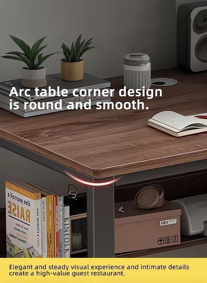 DESINO Computer Desk with 3 Drawers, 140x50cm Home Office Desks and Industrial PC Desk with Storage, Rustic Study Writing Table Workstation for Small, Pale walnut - Image 5