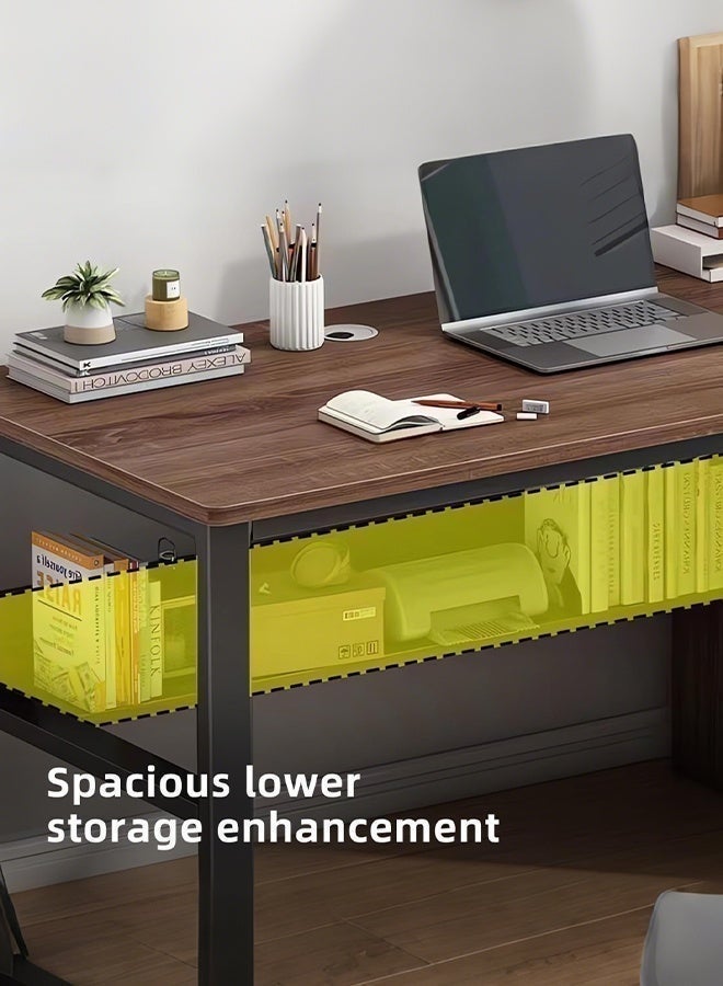 DESINO Computer Desk with 3 Drawers, 140x50cm Home Office Desks and Industrial PC Desk with Storage, Rustic Study Writing Table Workstation for Small, Pale walnut - Image 3