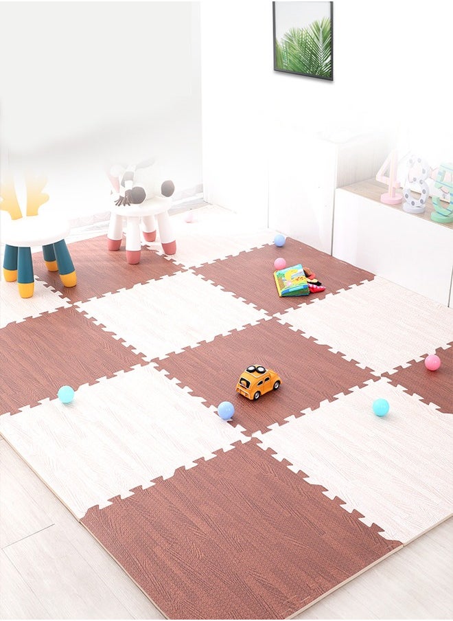 Foam Mat, Wood Grain Floor Mat, Foam Interlocking Tile, Printed Wood Grain Mat, Premium Wood Grain Interlocking Foam Interlocking Tile, 16 Piece Puzzle Play Mat, Fitness Foam Exercise Mat, Interlocking Mat