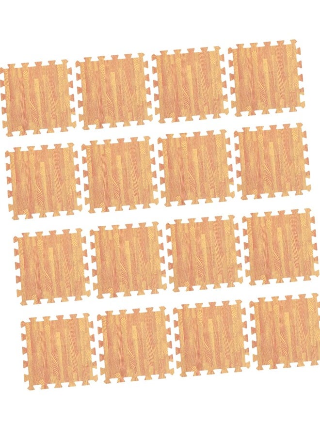 Foam Mat, Wood Grain Floor Mat, Foam Interlocking Tile, Printed Wood Grain Mat, Premium Wood Grain Interlocking Foam Interlocking Tile, 16 Piece Puzzle Play Mat, Fitness Foam Exercise Mat, Interlocking Mat