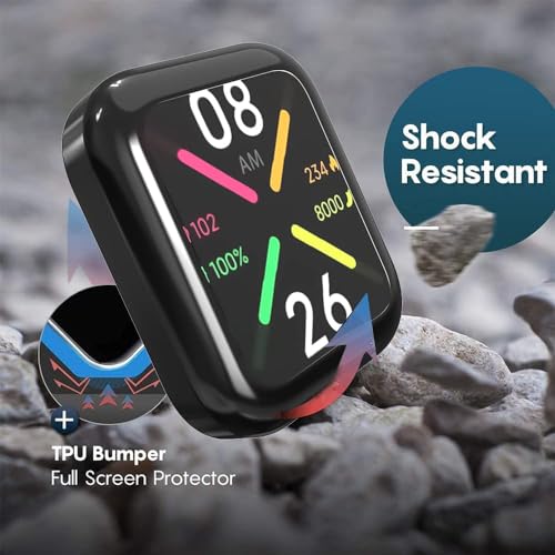 Sounce Watch Case Compatible for Noise Pulse Go Buzz Tempered Glass Screen Protector,HD Clear Touch Sensitive Ultra Thin PET Protective Cover - Black - Image 3