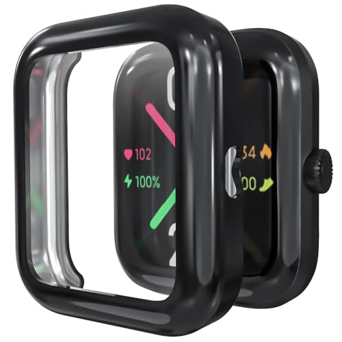 Sounce Watch Case Compatible for Noise Pulse Go Buzz Tempered Glass Screen Protector,HD Clear Touch Sensitive Ultra Thin PET Protective Cover - Black - Image 1