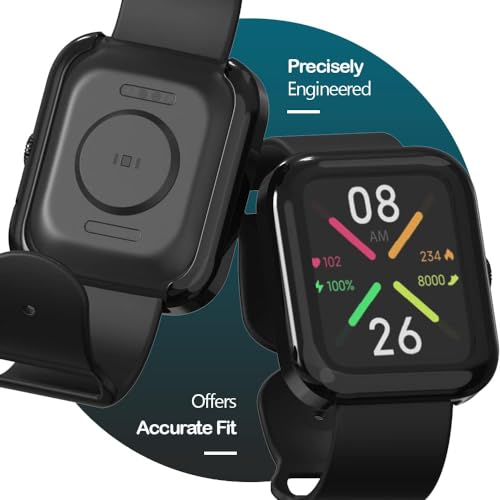 Sounce Watch Case Compatible for Noise Pulse Go Buzz Tempered Glass Screen Protector,HD Clear Touch Sensitive Ultra Thin PET Protective Cover - Black - Image 4