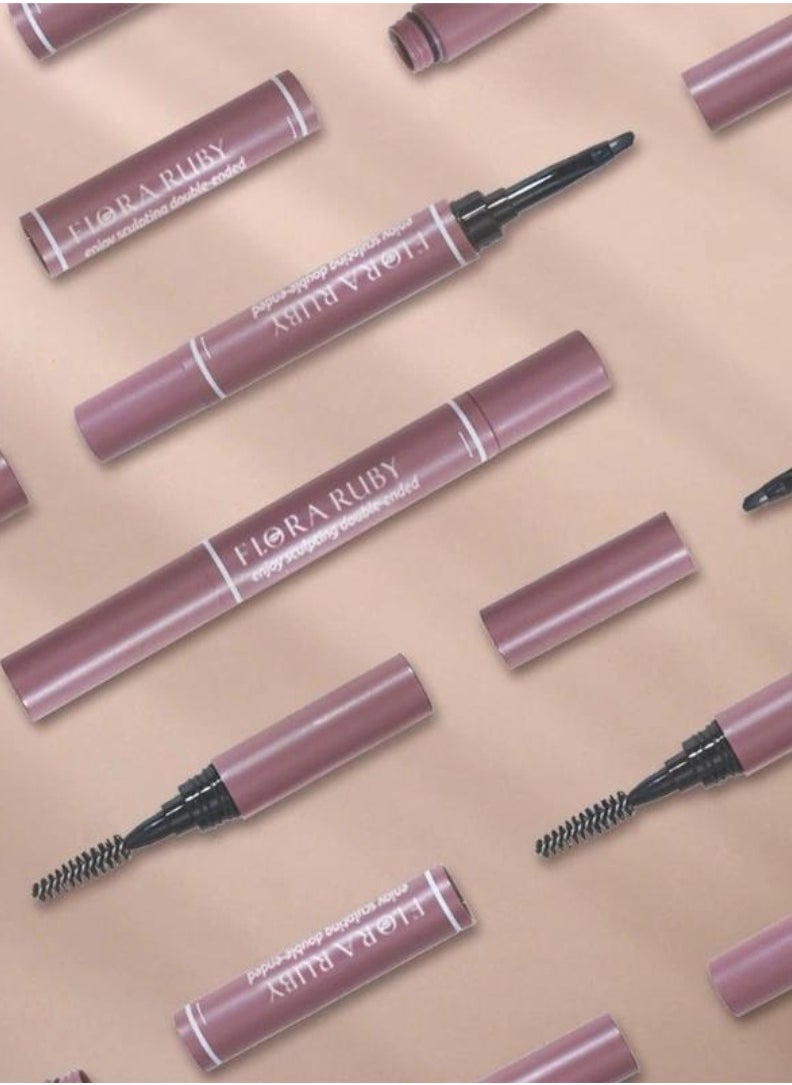 FLORA RUBY - Double Ended Eyebrow Cream Waterproof Eyebrow Pencil Premium Eyebrow Pen with Spoolie Brush Longwearing for Perfect Brows Professional Precision Defines Universal Benefit Eyebrow Pencil - Image 1