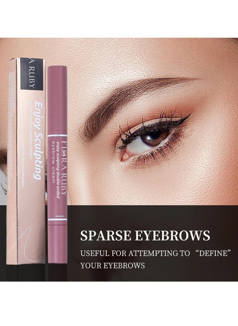 FLORA RUBY - Double Ended Eyebrow Cream Waterproof Eyebrow Pencil Premium Eyebrow Pen with Spoolie Brush Longwearing for Perfect Brows Professional Precision Defines Universal Benefit Eyebrow Pencil - Image 1