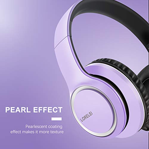 LORELEI X8 Over-Ear Wired Headphones with Microphone with 1.45m-Tangle-Free Nylon Line&3.5mm Plug,Lightweight Foldable & Portable Headphones for Smartphone,Tablet,Computer,Mp3/4(Dark Purple) - Image 3