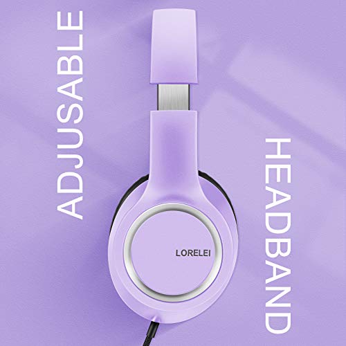 LORELEI X8 Over-Ear Wired Headphones with Microphone with 1.45m-Tangle-Free Nylon Line&3.5mm Plug,Lightweight Foldable & Portable Headphones for Smartphone,Tablet,Computer,Mp3/4(Dark Purple) - Image 5