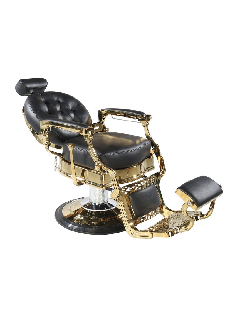 Vintage Professional Barber Chair – Black Leather, Hydraulic System, 3-Year Warranty – Ideal for Spa, Salon, and Barbershop - Image 3
