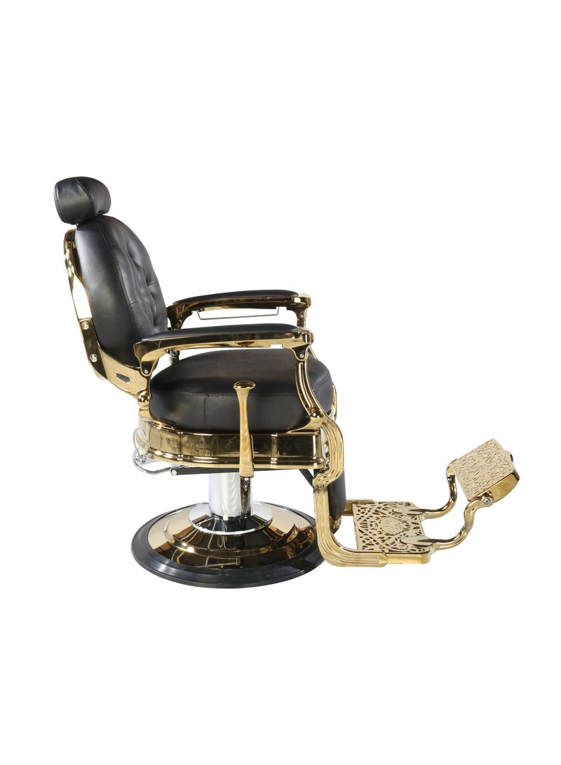 Vintage Professional Barber Chair – Black Leather, Hydraulic System, 3-Year Warranty – Ideal for Spa, Salon, and Barbershop - Image 4