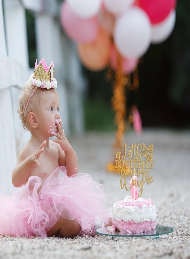 PYBHILK Gold Glitter A Little Butterfly is on the Way Cake Topper, Oh Baby/Welcome Baby, Spring Butterfly Themed Baby Shower Party Decorations Supplies for Baby Girls - Image 3