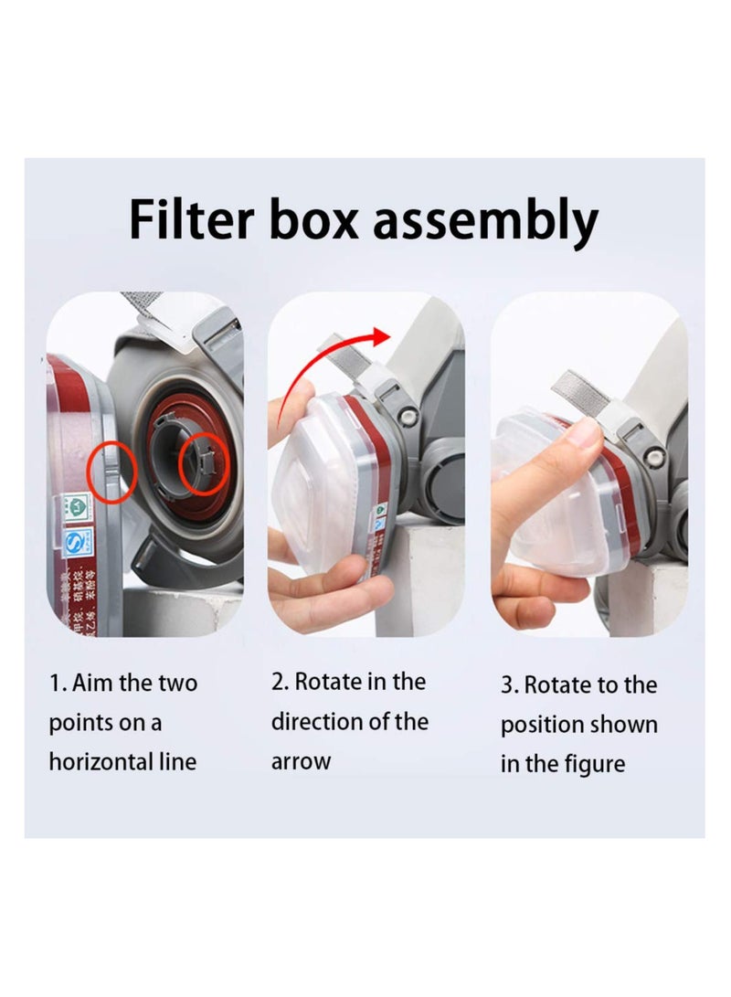 Generic Respirator Mask Reusable Half Face Cover Gas Mask with Safety Glasses, Paint Face Cover Face Shield with Filters for Painting, Welding, Polishing, Woodworking and Other Work Protection (Medium) - Image 3