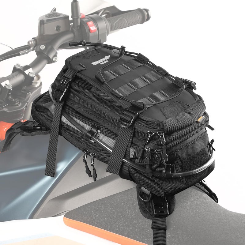 Rhinowalk motorcycle tank bag backpack separate water bag duffel bag with molle system fits most adventure and sport motorcycle frames