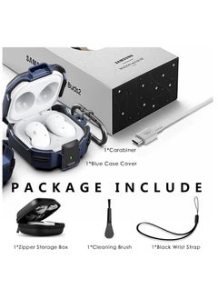KASTWAVE Armor Case Cover for Samsung Galaxy Buds Pro, Galaxy Buds Live, Galaxy Buds 2 Case Cover with Security Lock, Hard Rugged PC Shockproof Case Cover with Keychain/Straps Blue  - Image 5