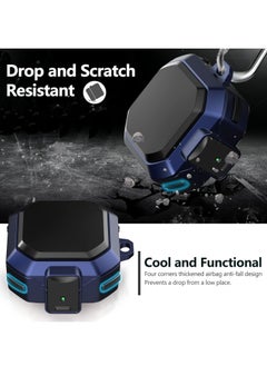 KASTWAVE Armor Case Cover for Samsung Galaxy Buds Pro, Galaxy Buds Live, Galaxy Buds 2 Case Cover with Security Lock, Hard Rugged PC Shockproof Case Cover with Keychain/Straps Blue  - Image 4