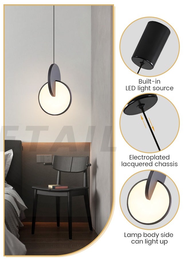 YATAI LIGHTING Modern LED Pendant Light Fixture, 8W Dimmable Round Shape LED Ceiling Light with Adjustable Height, 3000K-6000K Color Temperature, 4.72" Diameter for Kitchen/Bedroom/Living Room, Black  - Image 4