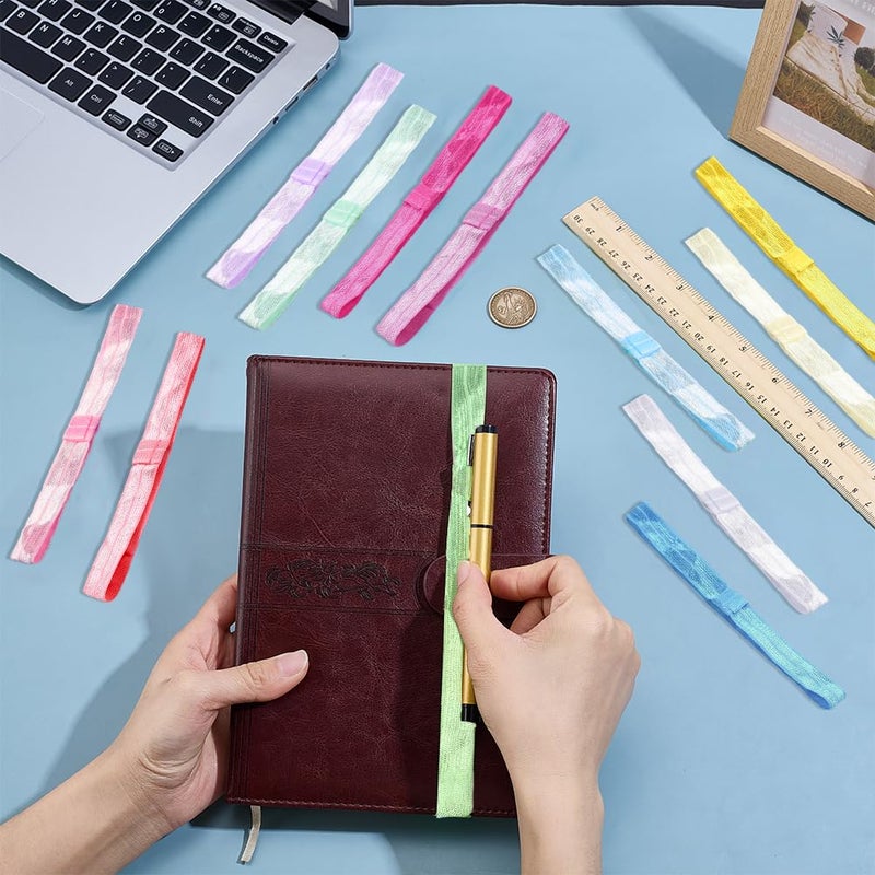 PH PandaHall 12 Colors Elastic Planner Bands Elastic Bookmarks Elastics Rope Bands Book Strap Notebook Stretchy Band with Pen Holder Loop for School Office Travel Journals Planner Reader Supplies - Image 3
