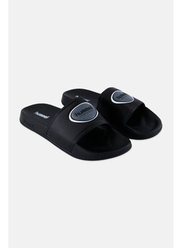 Hummel Men Brand Logo Pool Badge Slides, Black  - Image 1