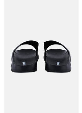 Hummel Men Brand Logo Pool Badge Slides, Black  - Image 3