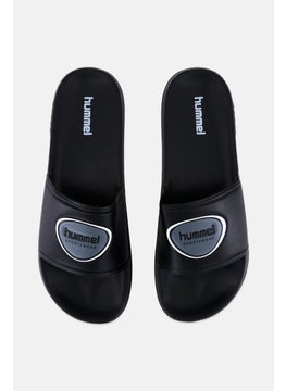 Hummel Men Brand Logo Pool Badge Slides, Black  - Image 2